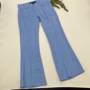 FCUK French Connection Linen Low-Rise Flare Y2K Pants Blue Size 0